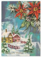 case paese innevato decorazioni stelle di Natale cartolina natalizia vintage