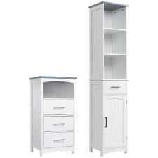 kleankin Set Mobiletto Bagno Rialzato e Armadietto bagno con Scaffale in MDF