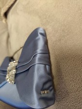 Rodo borsa pochette clutch donna raso azzurra gioiello strass con tracolla