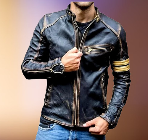 Giacca moto uomo vera pelle