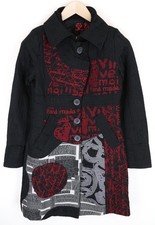 Cappotto Desigual Donna ~38 Nero Pieghe Bottoni Collo