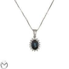 Collana oro bianco 18 kt 750 diamanti 0,08 zaffiro 0,60 ct -773/ST-