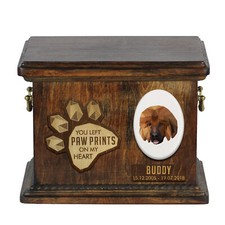 Mastino tibetano urna di legno