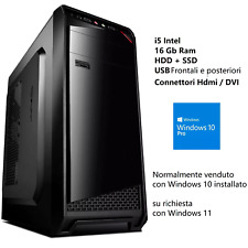 PC DESKTOP i5 ASSEMBLATO COMPUTER RAM 16 GB SSD+HDD HDMI Windows 11 Win 10 Pro