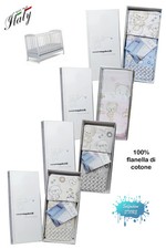 NAZARENO Completo lenzuola in flanella CULLA LETTINO stampate MADE IN ITALY 