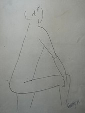 Ephebe curiosa dessin - nu,
