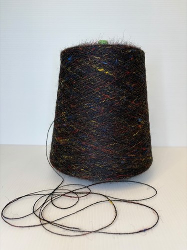 Filato lino lana tweed nero - lino,