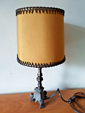 Lampada paralume vintage Abat-jour schermo giallo con base metallica cm 40x22