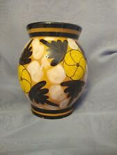 Antico vaso italiano in terracotta vintage dipinto a mano decorato