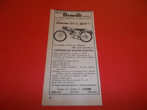 Pubblicita 1953 moto benelli - pubblicita',