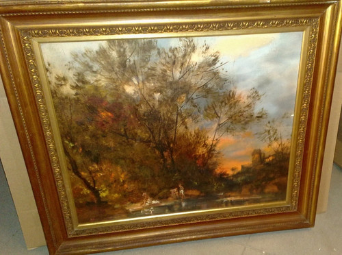 Dipinto olio con paesaggio - dipinto,