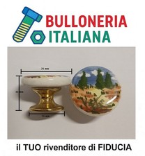 Pomello ceramica dipinto a mano L’Aquila paesaggio arredo mobile artigianale