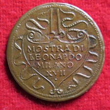 MEDAGLIA RICORDO MOSTRA DI LEONARDO DA VINCI MILANO XVII 1939 VENTENNIO JOHNSON