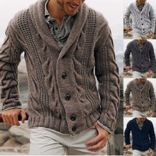 Cardigan Da Uomo Con Colletto Spesso E Bottoni Maglione Lavorato A Maglia ☆