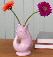 Vaso pesce in ceramica rosa -