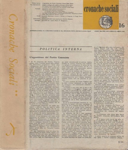 Cronache sociali vol - , ii