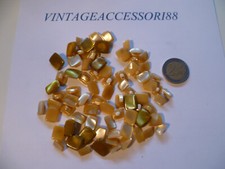 75 BOTTONI MISTI RETTANGOLARE VERA MADREPERLA SENAPE VINTAGE LINEATO 14 / 24