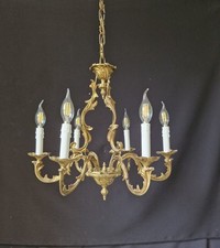 Lampadario vintage ottone illuminazione plafoniera 6 bracci 6 luci Ø 20,5"in