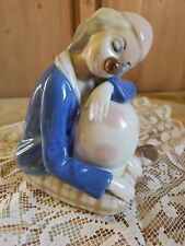 CASADES PORCELLANA Spagnola  Simil Lladro Statuina Clown Con Palla 