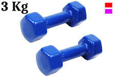 Coppia Pesi palestra 3kg manubrio antiscivolo esagonale gommato allenamento