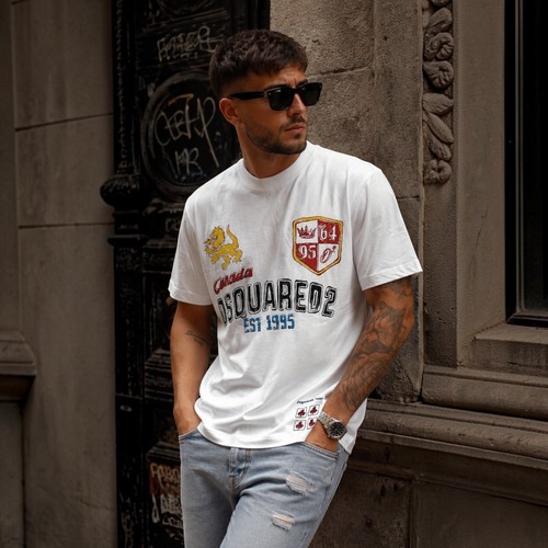 Dsquared2 shirt uomo grafica - t-shirt,