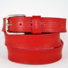 Cintura Uomo vera Pelle Rossa Cinta Donna in Cuoio Sportiva da Ragazzo di 3,5 cm