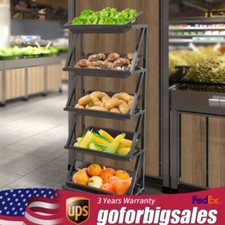 Retail Display Rack Market Shelf Fruit Vegetable Snack Basket With Five Baskets