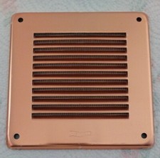 Griglia Areazione Quadrata 14x14 cm. In Rame Con Retina Antinsetti. Nuova
