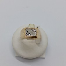 ANELLO DA UOMO CON CRISTALLO IN ORO GIALLO E BIANCO 18KT 5 GR. N.27 (7502)
