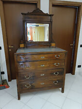 Cassettiera di legno antiquariato di inizio 900, con pianale di marmo e specchio