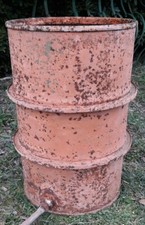 Bidone Fusto Barile In Ferro Vintage Arredo Industriale