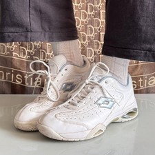 Lotto scarpe da tennis unisex sportive da tutti i giorni vintage anni 90 colore bianco e argento