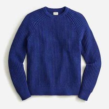 J. Maglione girocollo uomo Crew Shaker-Stitch Chunky Fisherman blu - $110 nuovo con etichette
