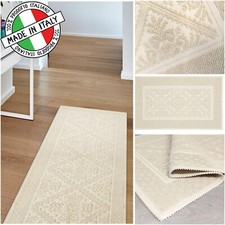 Tappeto SARDO 100% Cotone Jacquard Prodotto in Sardegna, Colore Panna