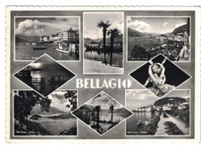 Como-BELLAGIO-VEDUTINE su viaggiata 1955 foto Lanfranconi Bromofoto