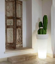 Vaso Luminoso Batteria LED RGB Tondo Bordato Moderno Resina h70/h92cm est/int