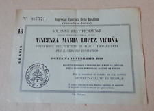 raro invito Beatificazione V. M. Lopez Vicuna, 1950, espana,santini,16 cm