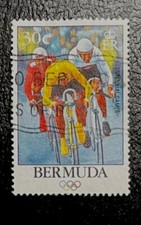 Francobollo gara ciclistica olimpica Bermuda Olympic Bicycle Race Bermuda Stamp