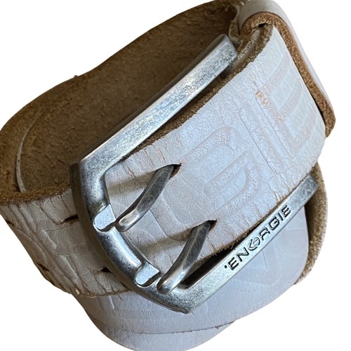 Vtg energie white leather belt - white,
