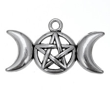 LUNA TRIPLICE DEA ciondolo + cordino - collana PAGAN WICCA pentacolo tripla