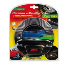 PROFILO CROMATO STRISCIA ADESIVA AUTO INTERNO ESTERNO TUNING 7mm 4mt LAMPA
