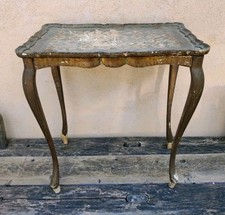 Tavolino fiorentino vintage su gambe curve, tavolo Queen Anne - Tavolo Oro Legno