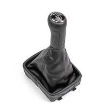 Pomello Leva del Cambio per VW Polo 4 IV 9N 5 Marce Nero Pelle con Cuffia