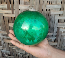 Antico Vetro Verde Sfera 5.2 " Tedesco Kugel Natale Ornamento Alveare Tappo 274