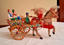 ANTICO CARRETTINO SICILIANO PERSONAGGI IN TERRACOTTA DIPINTI VEDI DESCR.