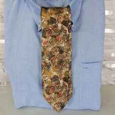 Neck Tie Mens Brown Tan Silk