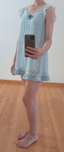 Top donna pizzo azzurro - , lungo