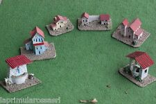 SEI CASETTE VINTAGE DIPINTE A MANO PER PRESEPE / POZZO - FONTANA - CASOLARE