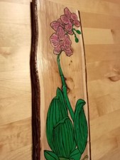 Dipinto a mano su legno naturale di Ginepro Toscano- Orchidea