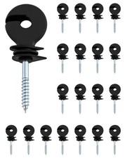 Set 20x Isolatori per Recinto Elettrico Nero, Isolante Ad Anello Avvitabile